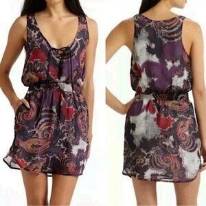 Free People Mini Dress Purple Paisley Spring Summer XS